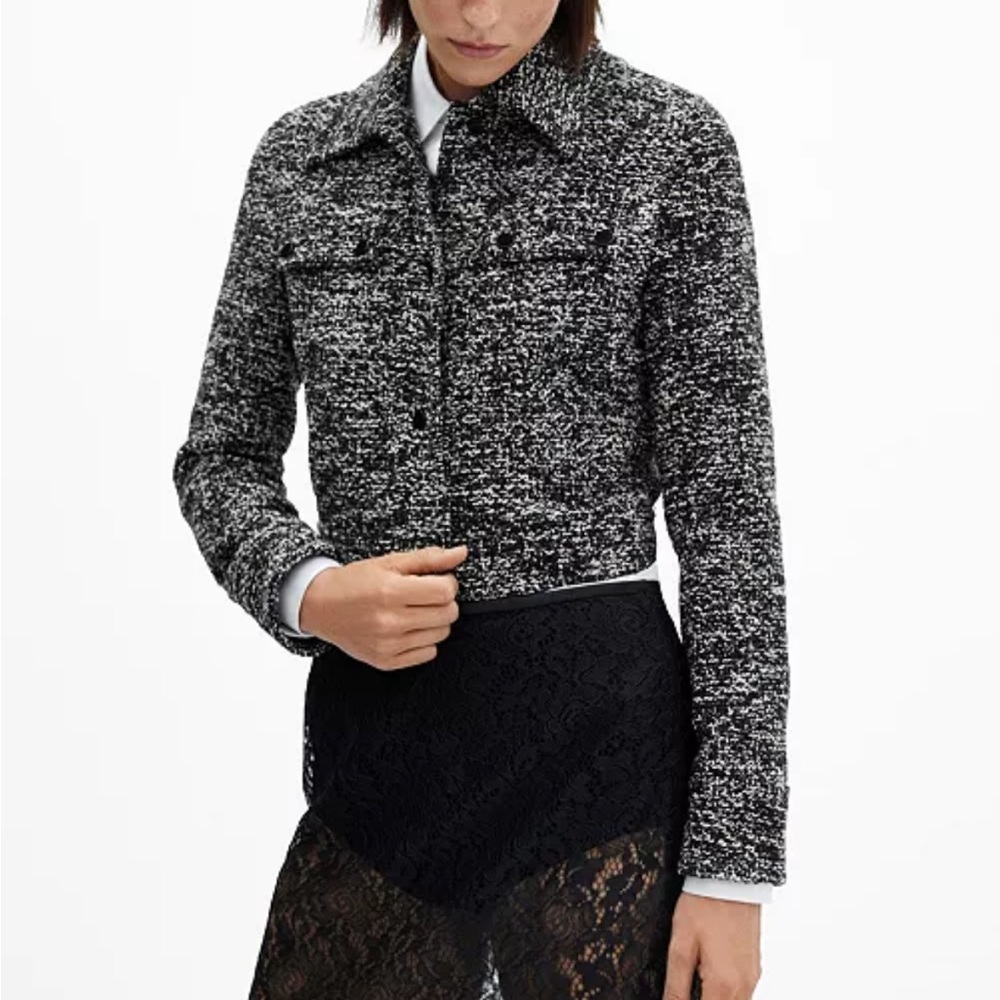 MANGO MNG Shirt Collar Tweed Jacket nwt Sz S